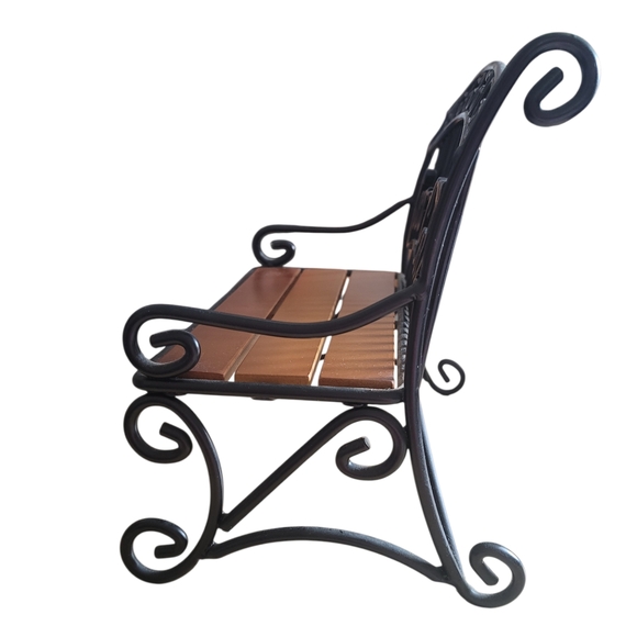 Coca Cola Black and Brown Metal Bench - Picture 3 of 5